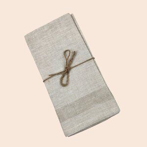 Crate & Barrel Linen Dinner Napkins Set of 4 20x20" Dark Natural Beige Neutral